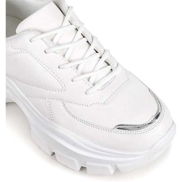 Women's Chunky Platform Sneakers Lace-Up Casual Fashion Walking Sport  Shoes - Picture 5 of 9